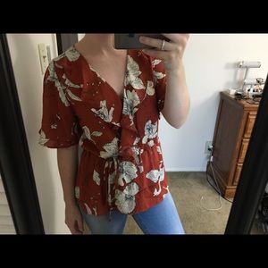 Floral burnt orange blouse
